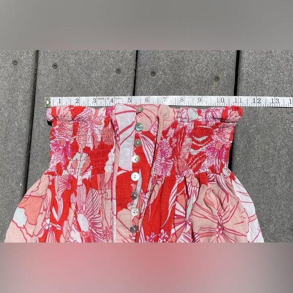 C & C CALIFORNIA High Waist Button Front Ruffle Hem Floral Gypsy Maxi Skirt Sz M - Picture 5 of 6